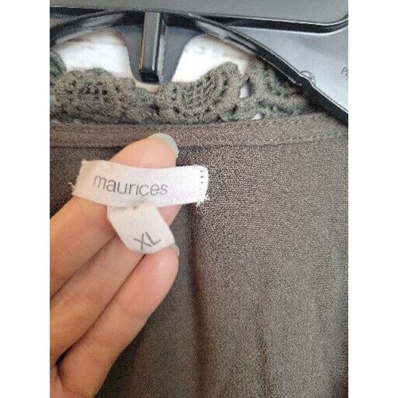 Maurices Green Open Front Crochet Trim 3/4 Sleeve Kimono Top Women's Size XL - Picture 4 of 10